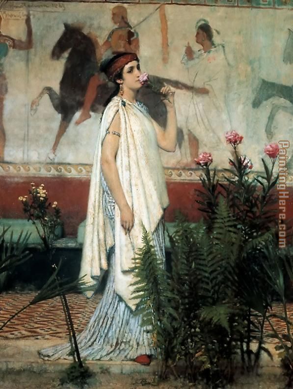 A greek woman painting - Sir Lawrence Alma-Tadema A greek woman art painting